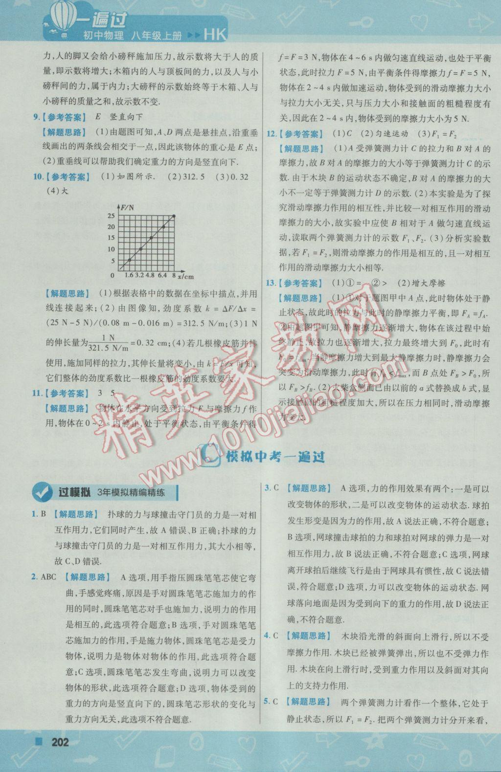 2016年一遍过初中物理八年级上册沪科版 参考答案第62页