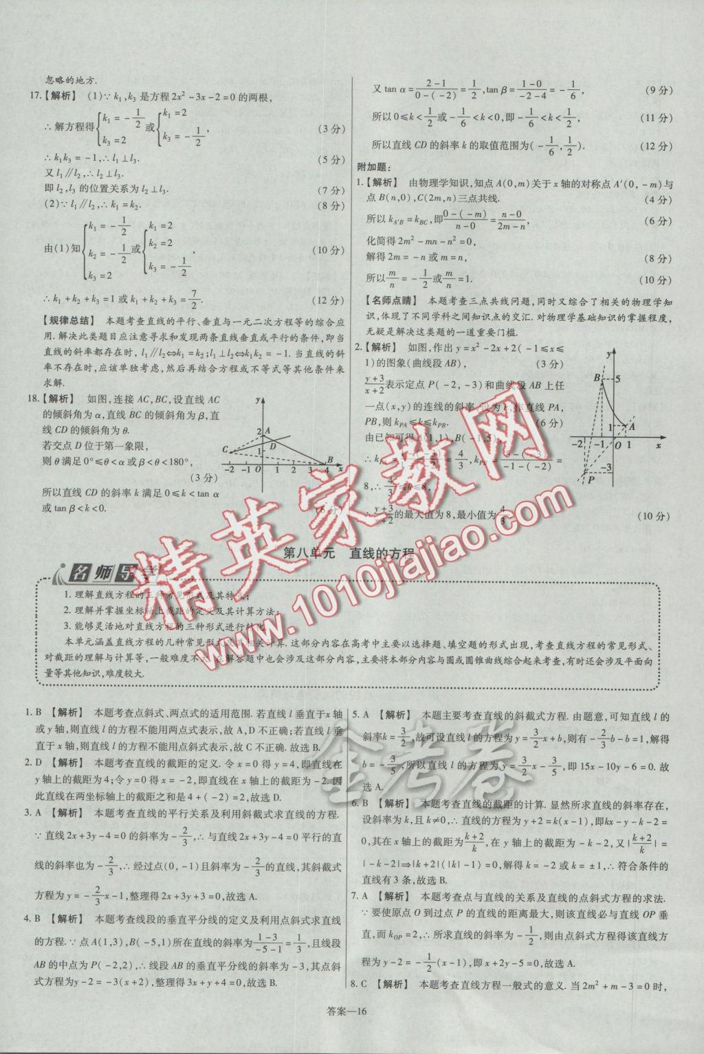 2016年金考卷活頁題選高中數(shù)學必修2人教A版 參考答案第16頁