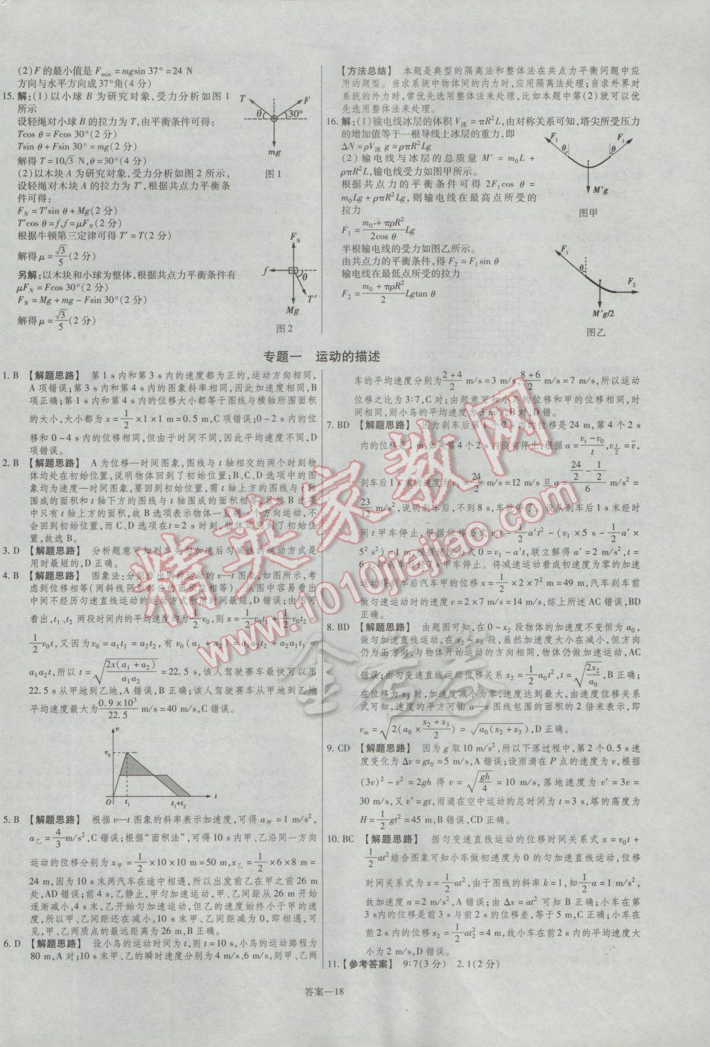 2016年金考卷活頁題選高中物理必修1教科版 參考答案第18頁