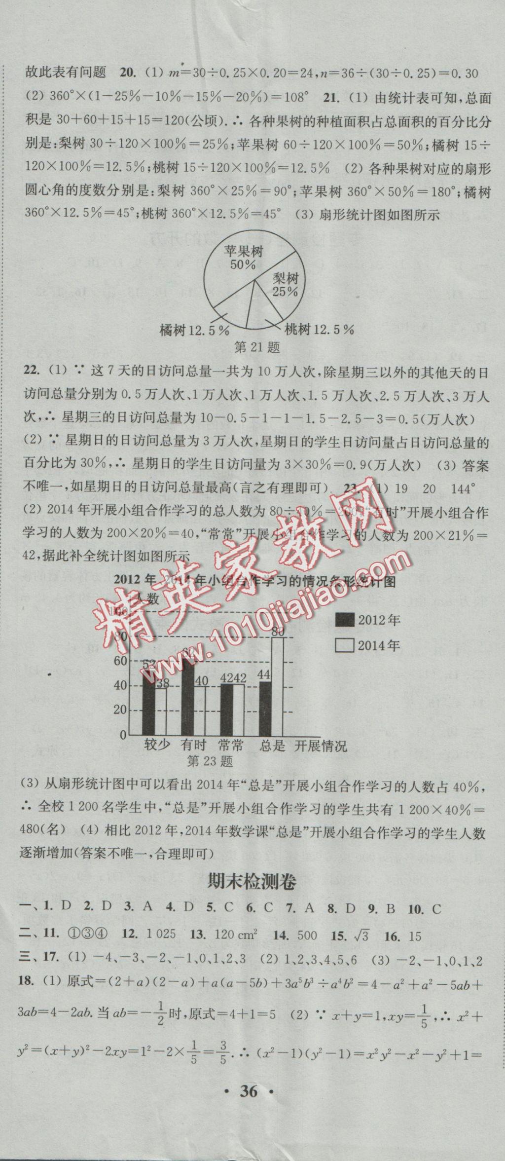 2016年通城学典活页检测八年级数学上册华师大版 参考答案第23页