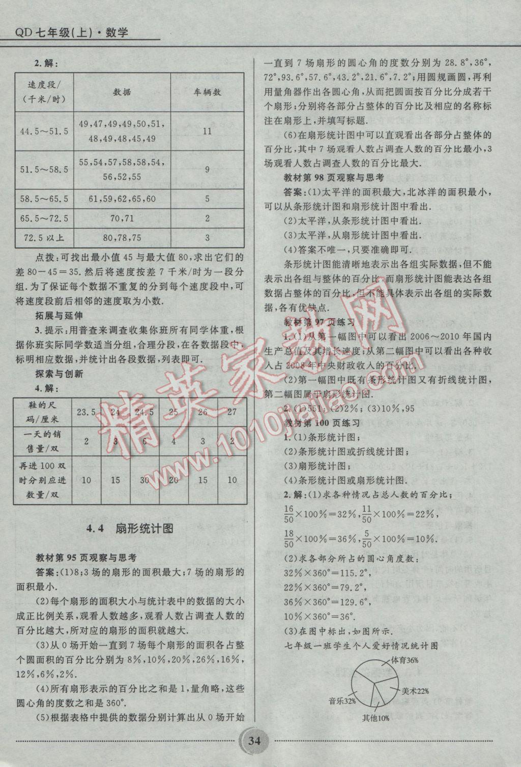 2016年夺冠百分百初中精讲精练七年级数学上册青岛版 参考答案第34页