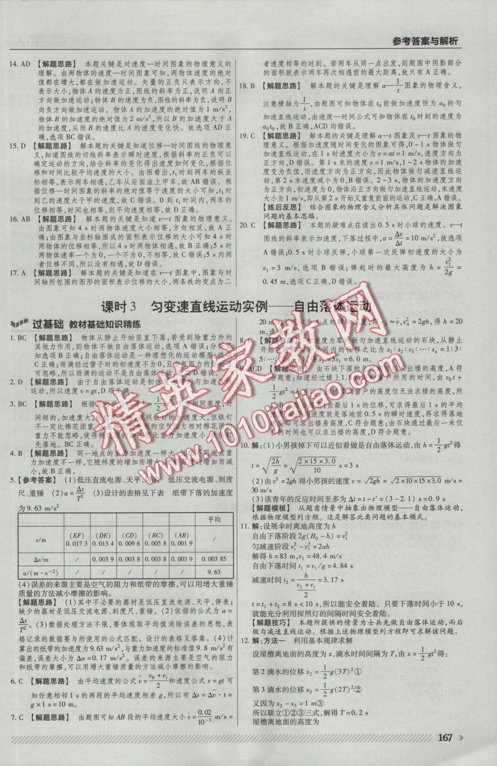 一遍過(guò)高中物理必修1魯科版 參考答案第13頁(yè)