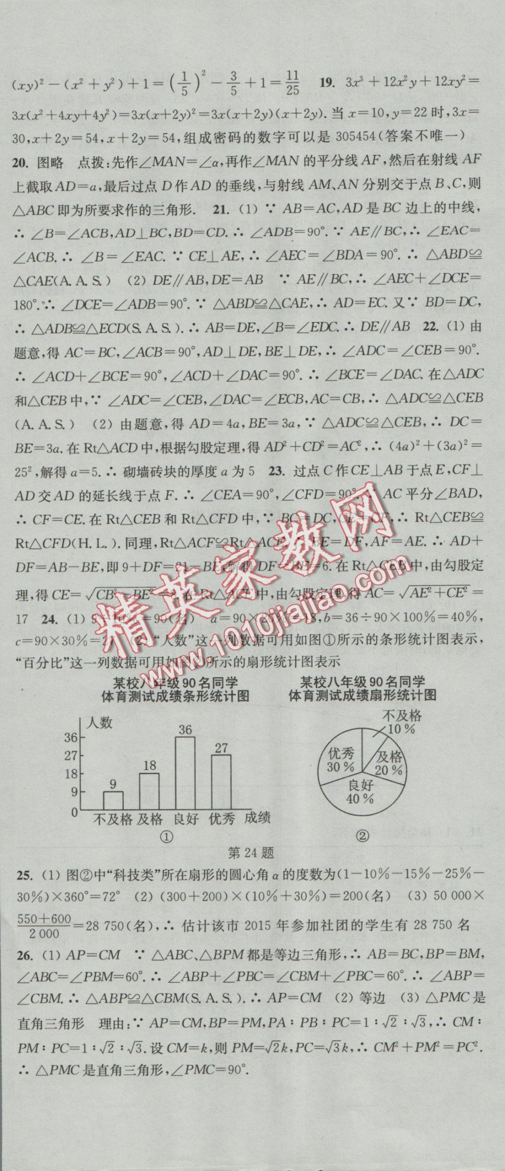 2016年通城学典活页检测八年级数学上册华师大版 参考答案第24页