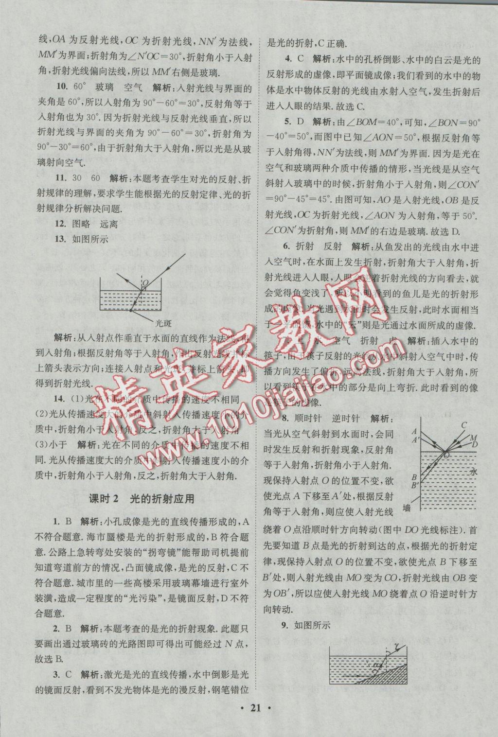 2016年初中物理小题狂做八年级上册苏科版基础版 参考答案第21页