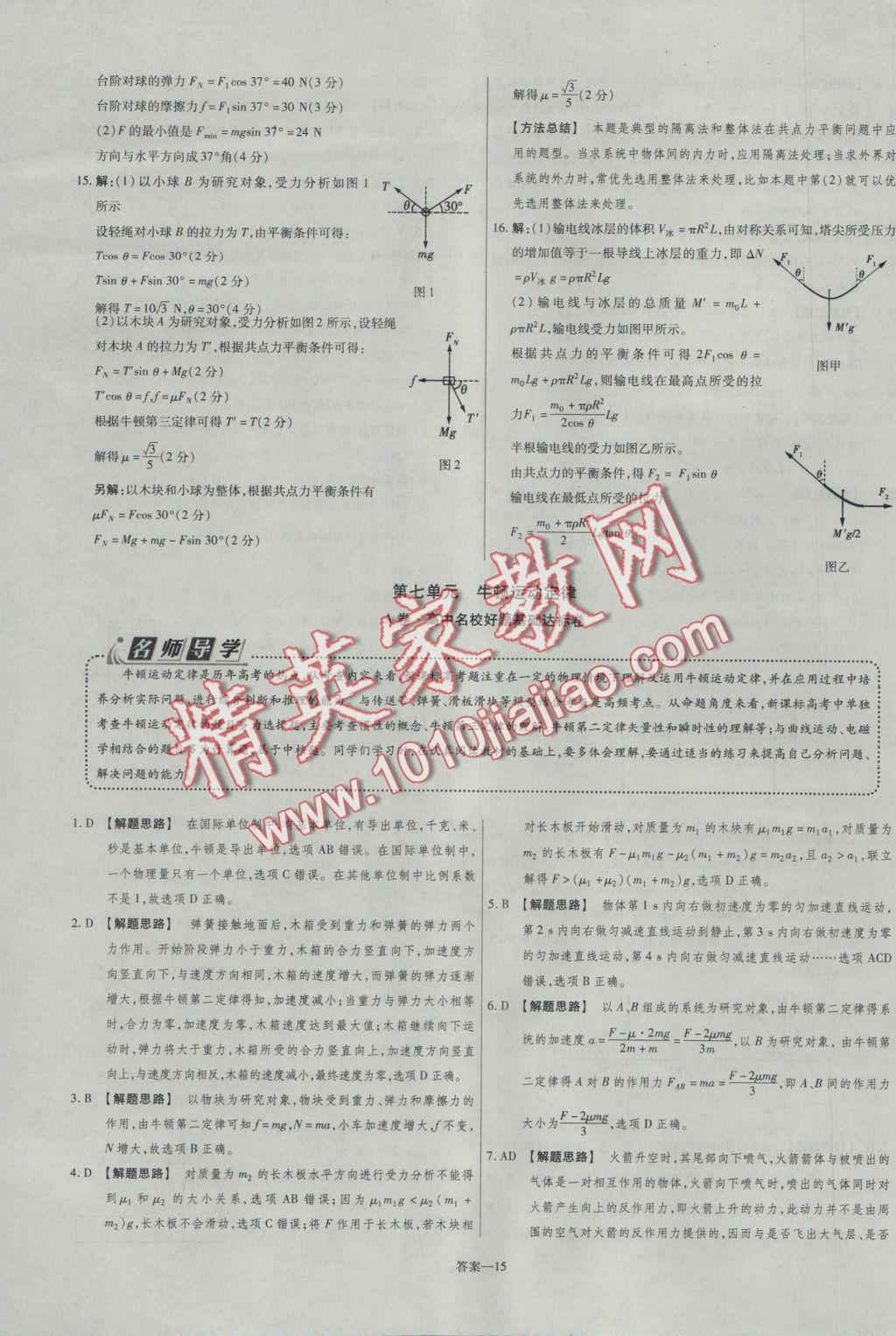 2016年金考卷活頁(yè)題選高中物理必修1滬科版 參考答案第15頁(yè)