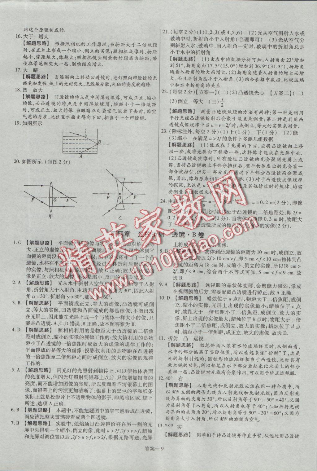 2016年金考卷活頁(yè)題選八年級(jí)物理上冊(cè)蘇科版 參考答案第9頁(yè)