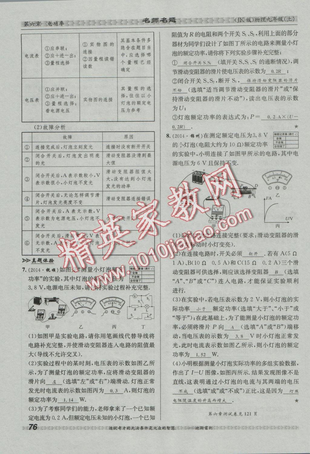 2016年優(yōu)學(xué)名師名題九年級(jí)物理上冊(cè)教科版 第六章 電功率第123頁(yè)