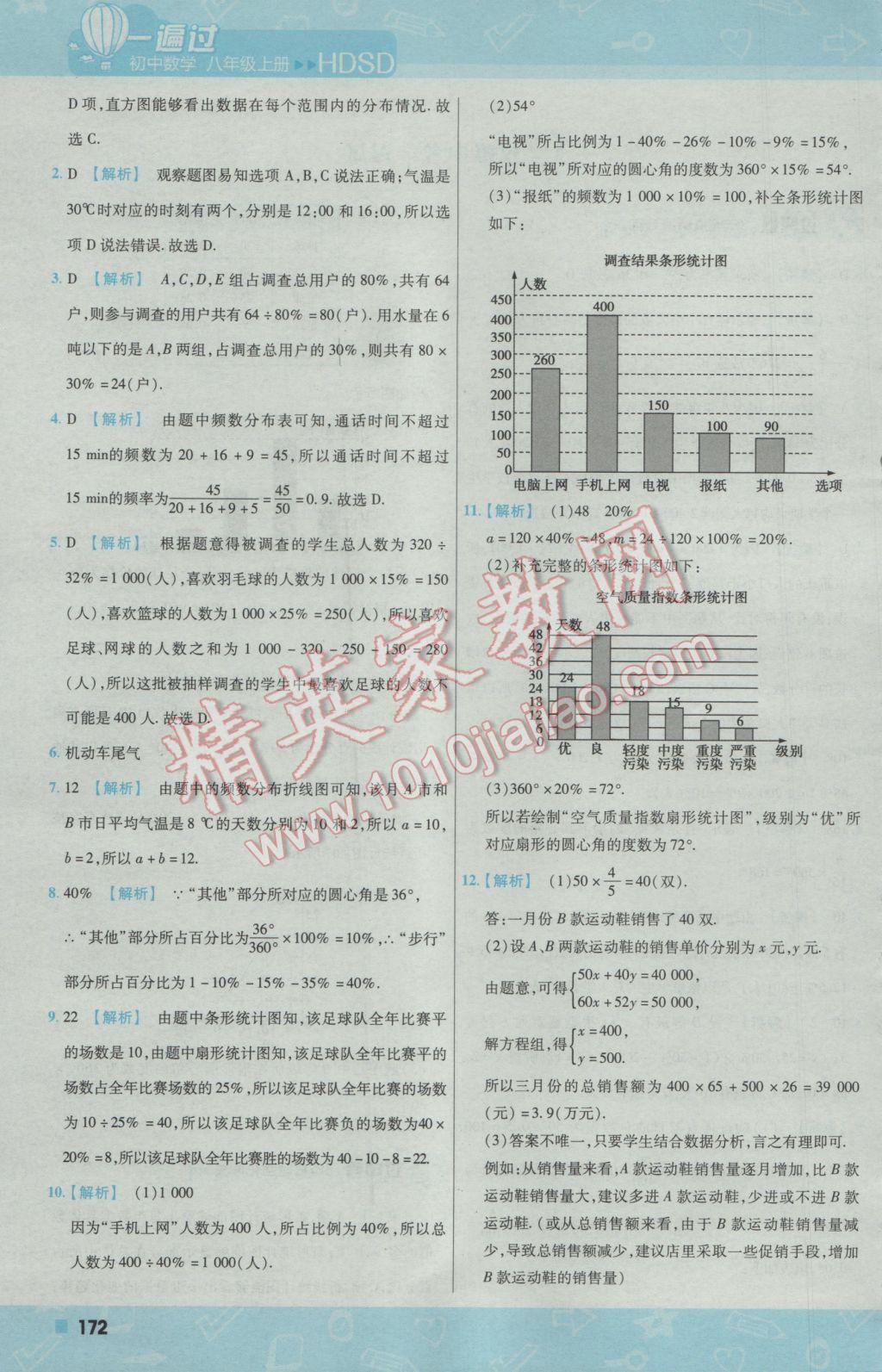 2016年一遍過初中數(shù)學(xué)八年級上冊華師大版 參考答案第64頁