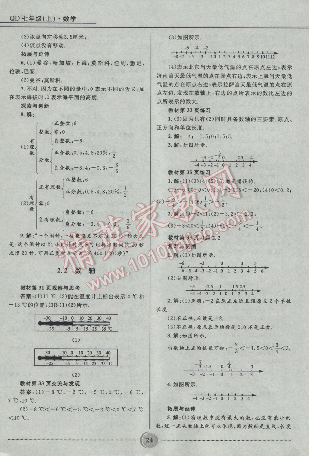 2016年奪冠百分百初中精講精練七年級數(shù)學(xué)上冊青島版 參考答案第25頁