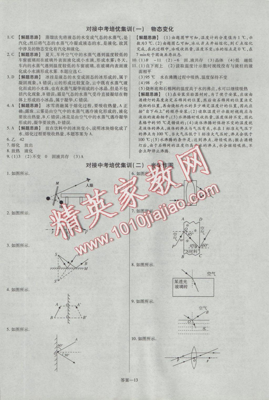 2016年金考卷活頁題選八年級物理上冊蘇科版 參考答案第13頁