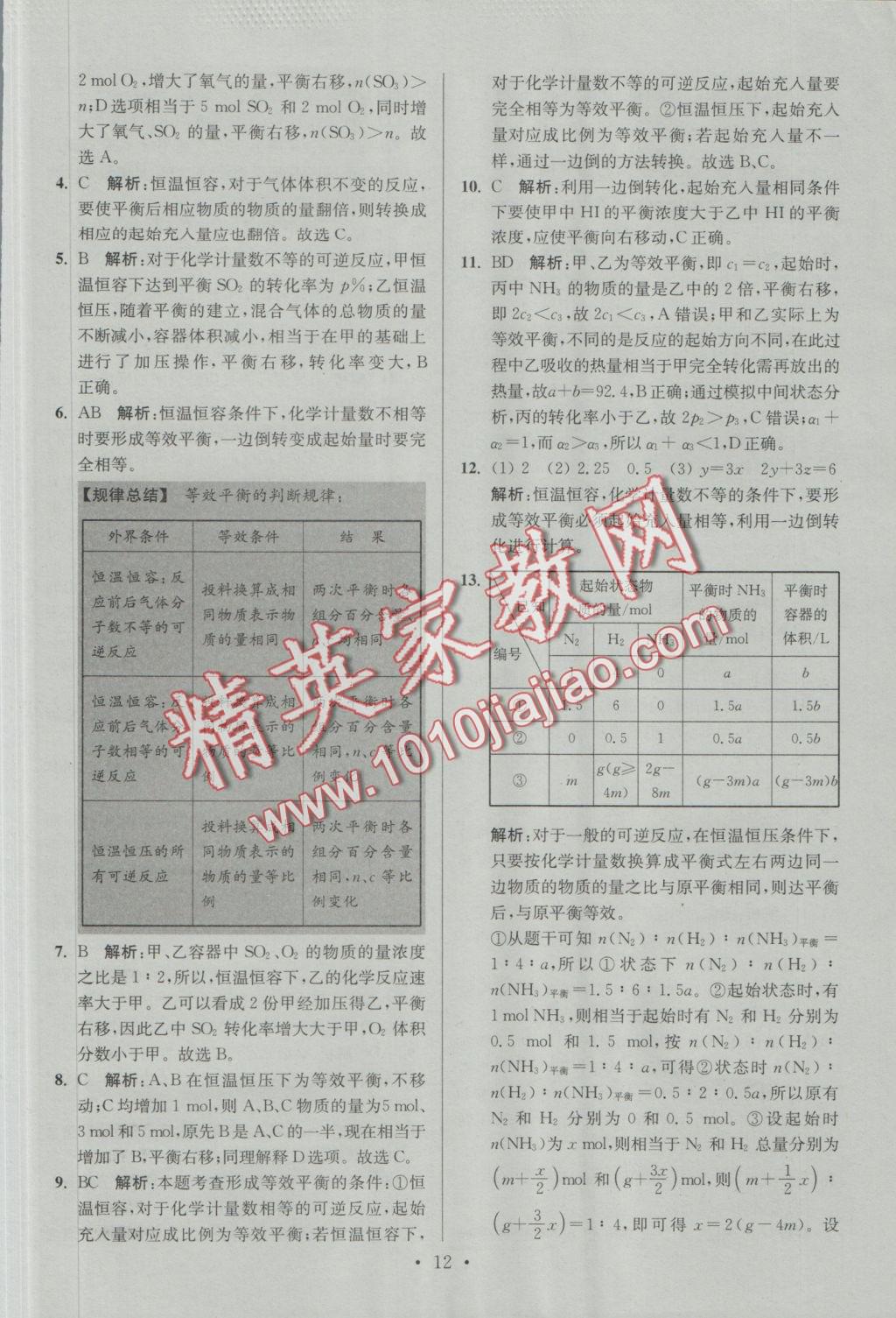 2016年小題狂做高中化學(xué)化學(xué)反應(yīng)原理人教版 參考答案第12頁(yè)