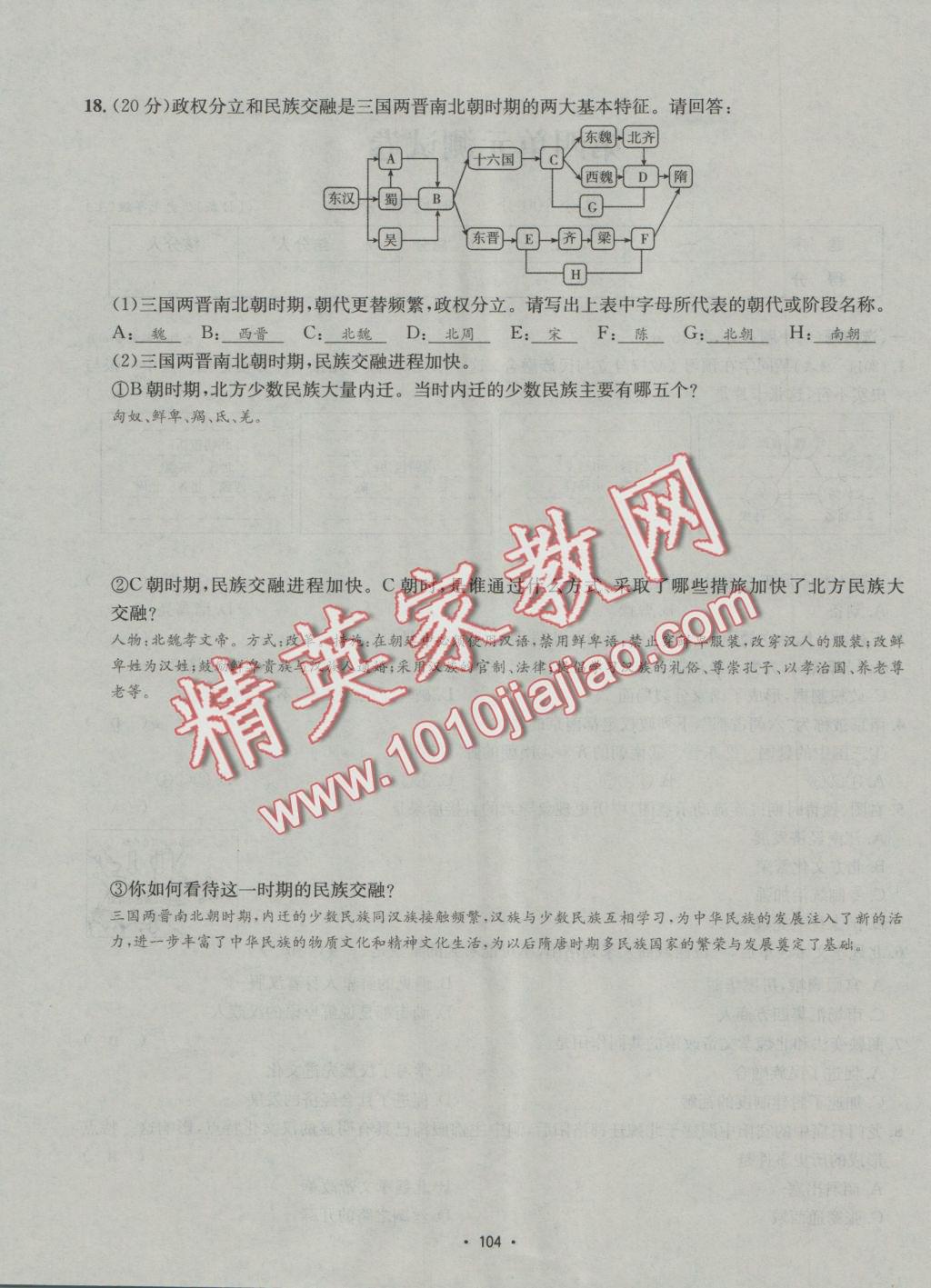 2016年優(yōu)學(xué)名師名題七年級(jí)歷史上冊冀人版 測試卷答案第20頁