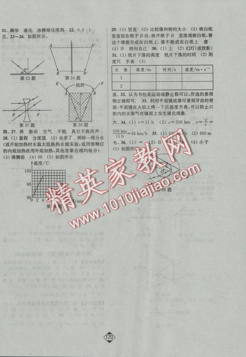 2016年轻松作业本八年级物理上册江苏版 参考答案第12页