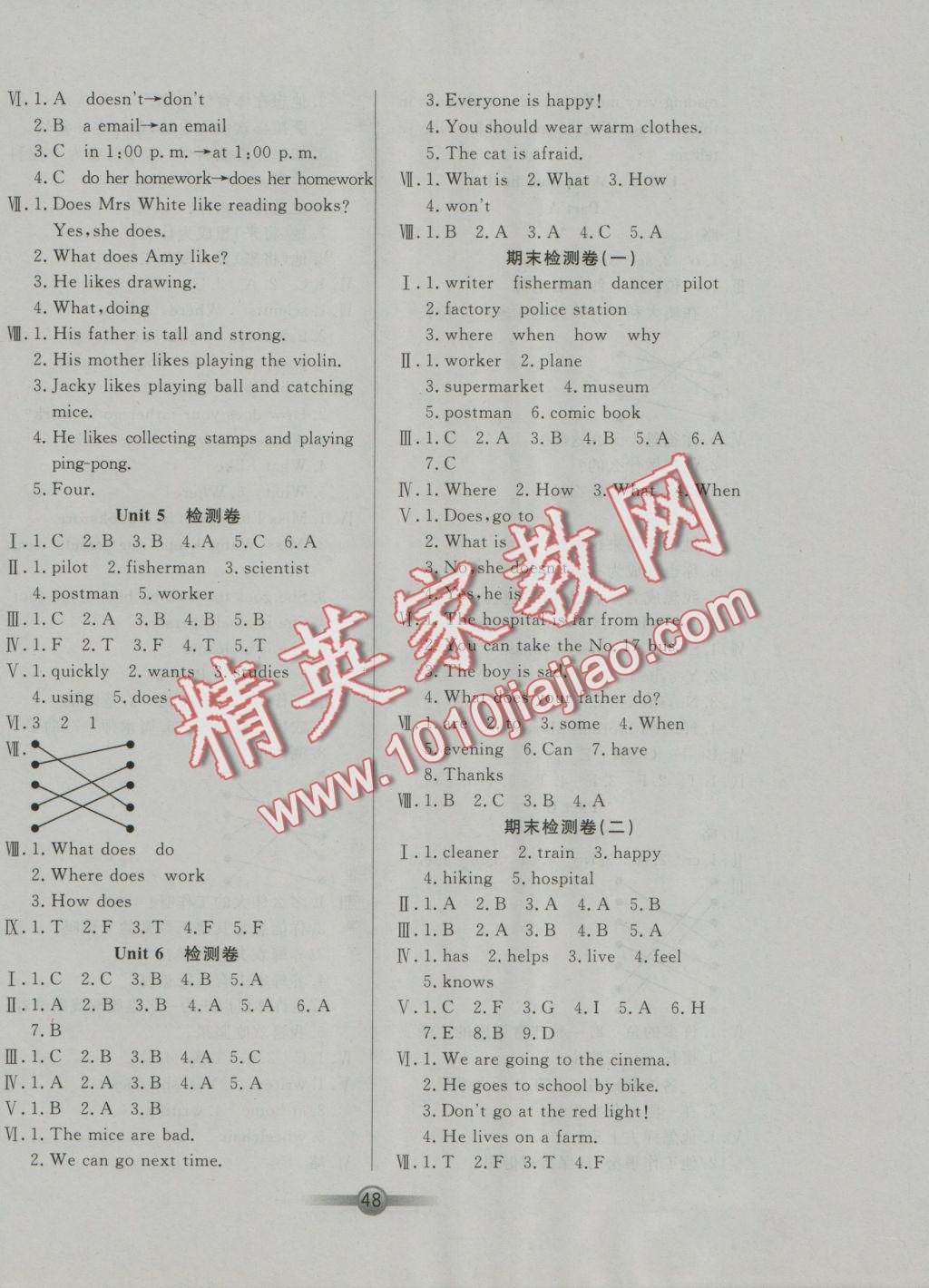 2016年小學(xué)生核心課堂六年級(jí)英語(yǔ)上冊(cè)人教PEP版 參考答案第8頁(yè)