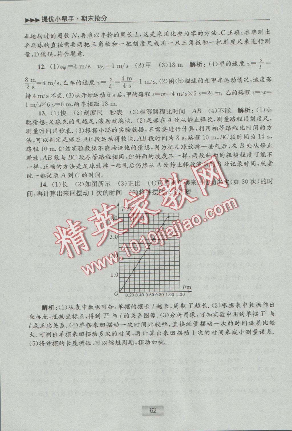 2016年初中物理小题狂做八年级上册苏科版提优版 提优小帮手答案第10页