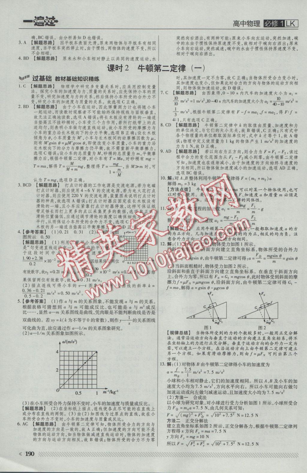 一遍過高中物理必修1魯科版 參考答案第36頁(yè)