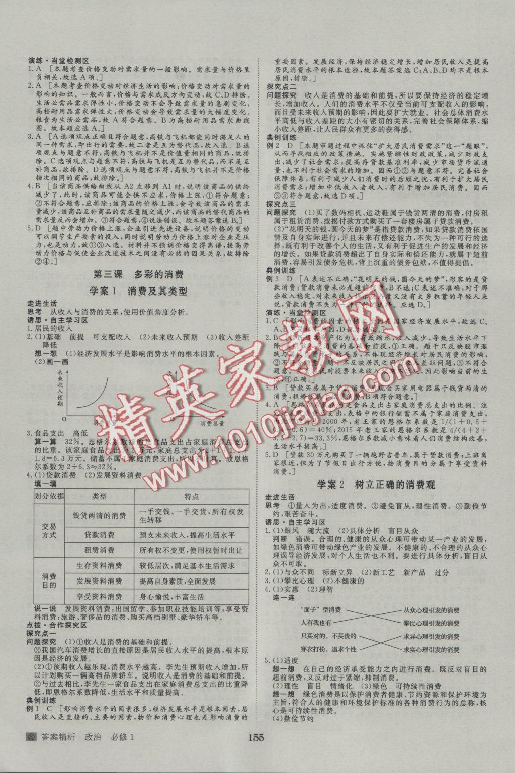 步步高學(xué)案導(dǎo)學(xué)與隨堂筆記政治必修1人教版 參考答案第3頁