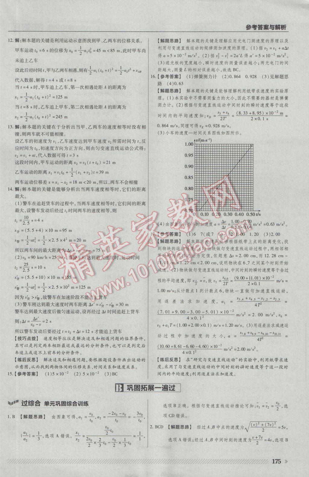 一遍過高中物理必修1人教版 參考答案第21頁