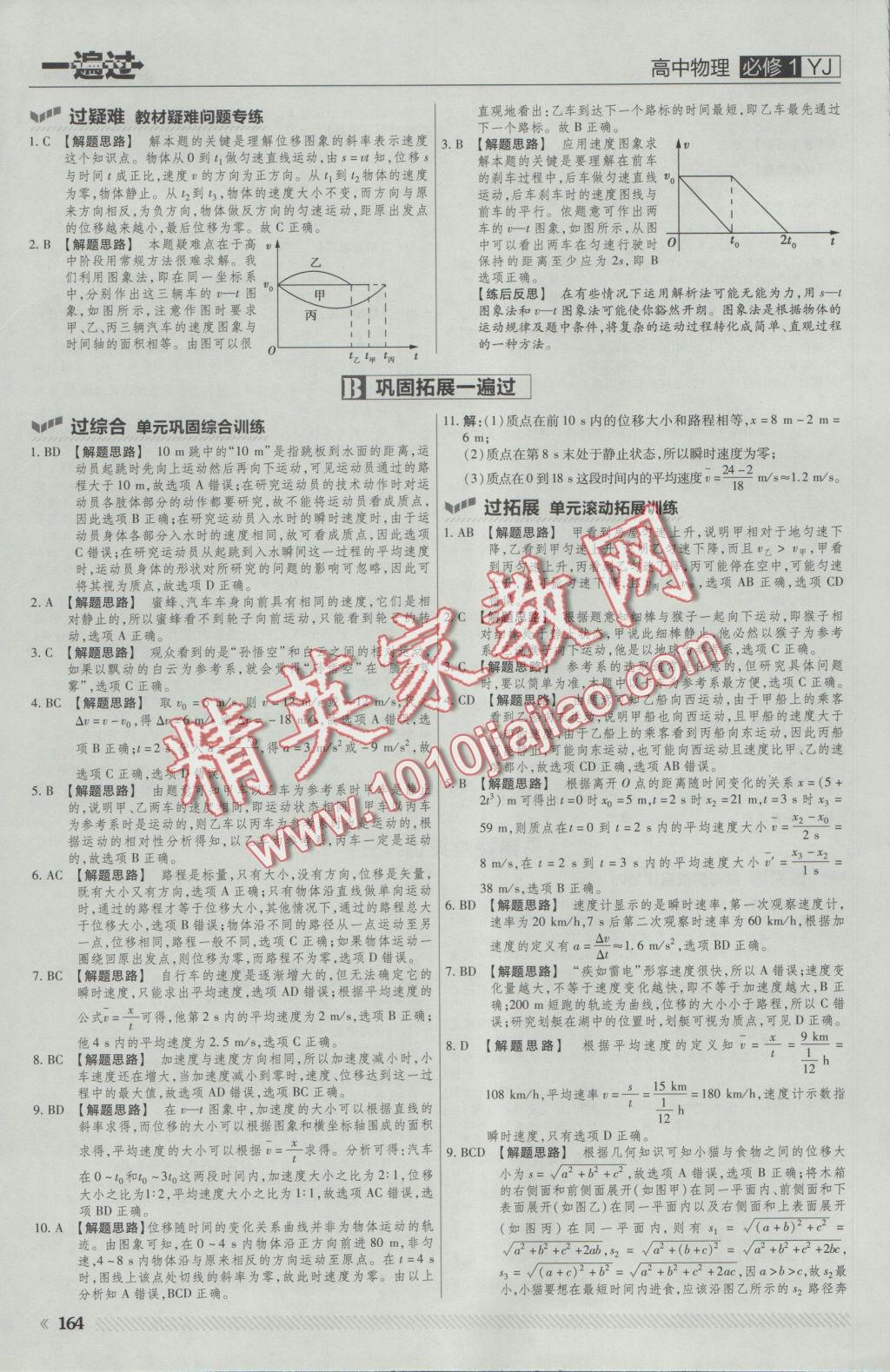 一遍過高中物理必修1粵教版 參考答案第10頁