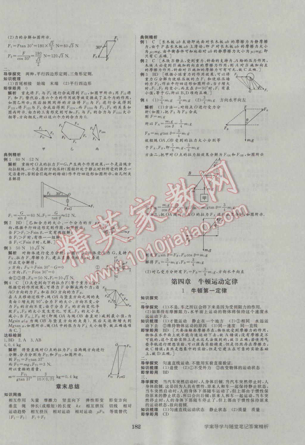 步步高學(xué)案導(dǎo)學(xué)與隨堂筆記物理必修1人教版 參考答案第10頁(yè)