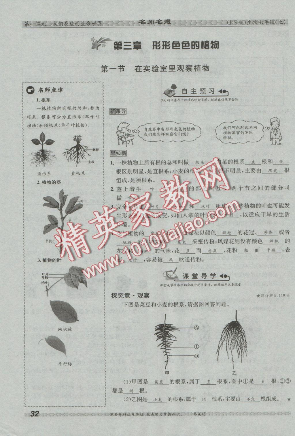 2016年優(yōu)學(xué)名師名題七年級生物上冊江蘇版 第三章 形形色色的植物第38頁