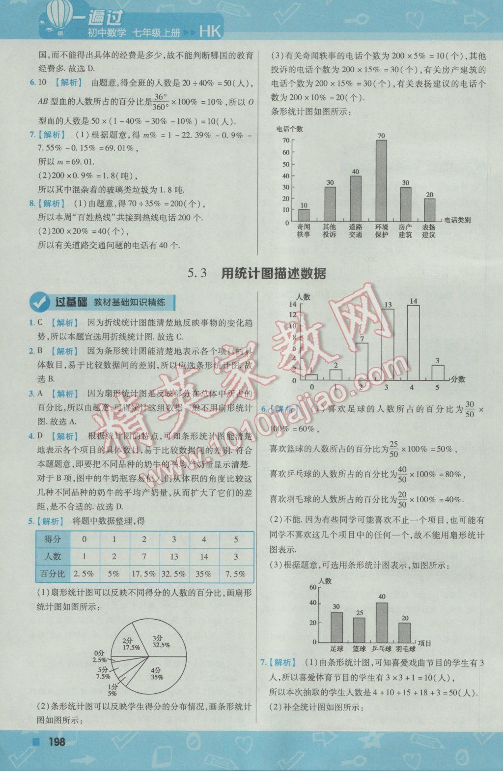 2016年一遍过初中数学七年级上册沪科版 参考答案第58页