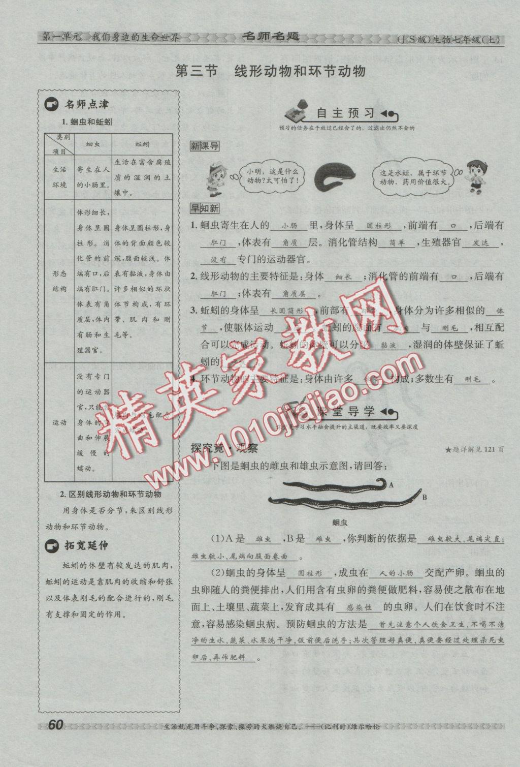 2016年優(yōu)學(xué)名師名題七年級(jí)生物上冊(cè)江蘇版 第四章 多種多樣的動(dòng)物第94頁