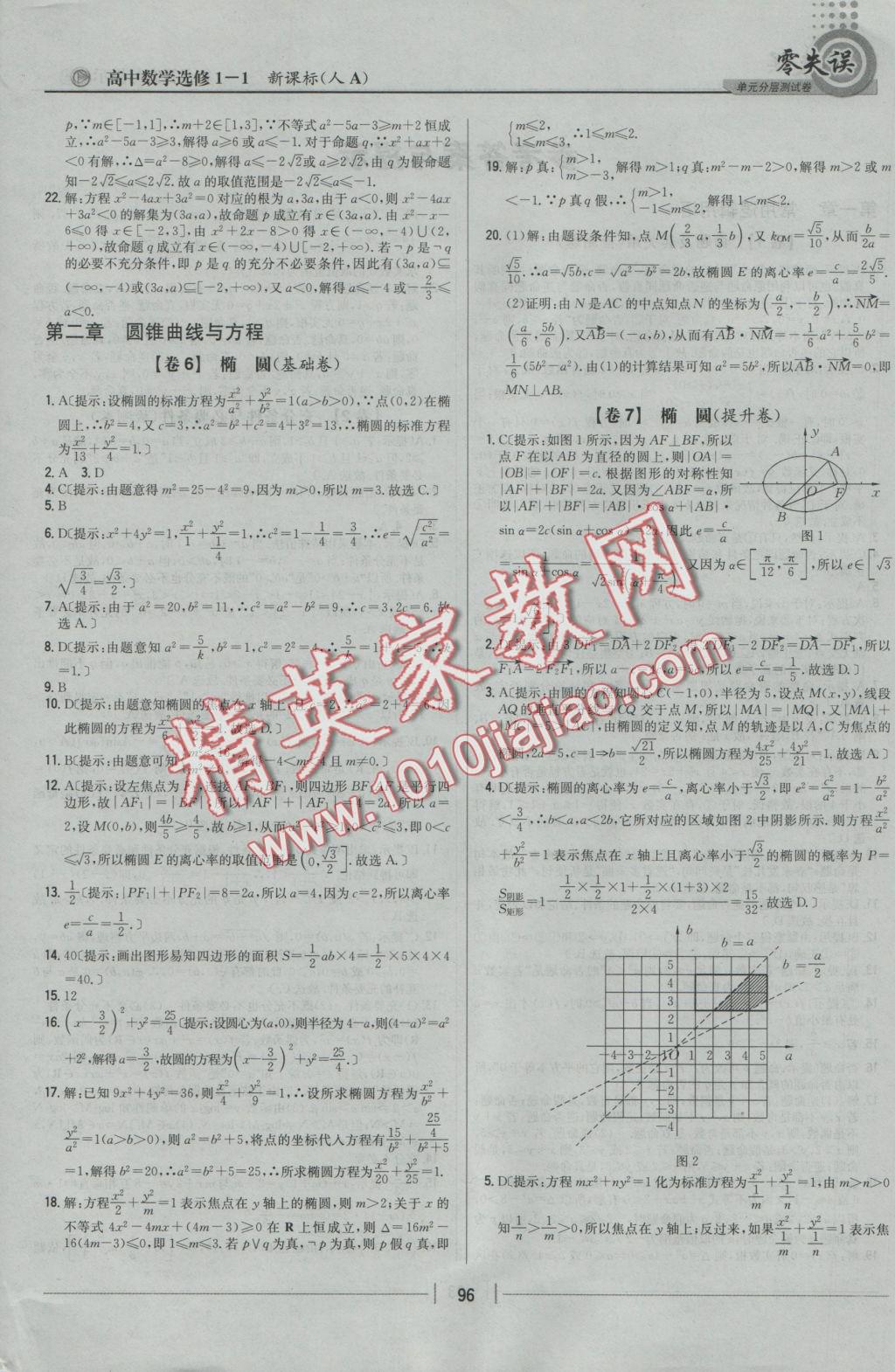 零失誤單元分層測試卷數(shù)學(xué)選修1-1人教A版 參考答案第4頁