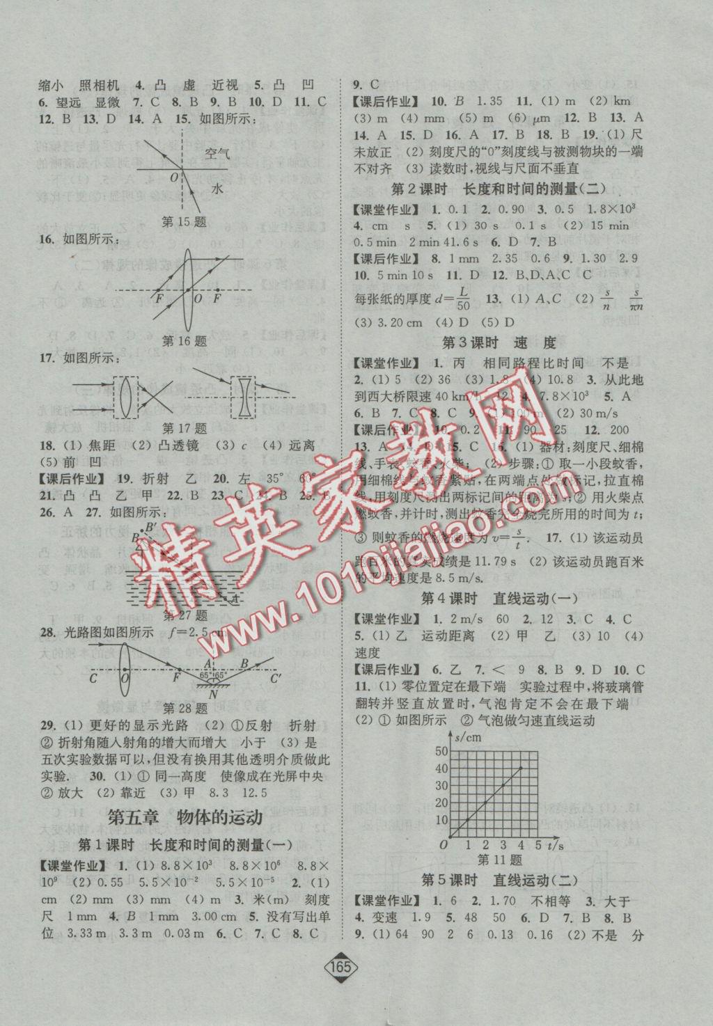 2016年轻松作业本八年级物理上册江苏版 参考答案第7页