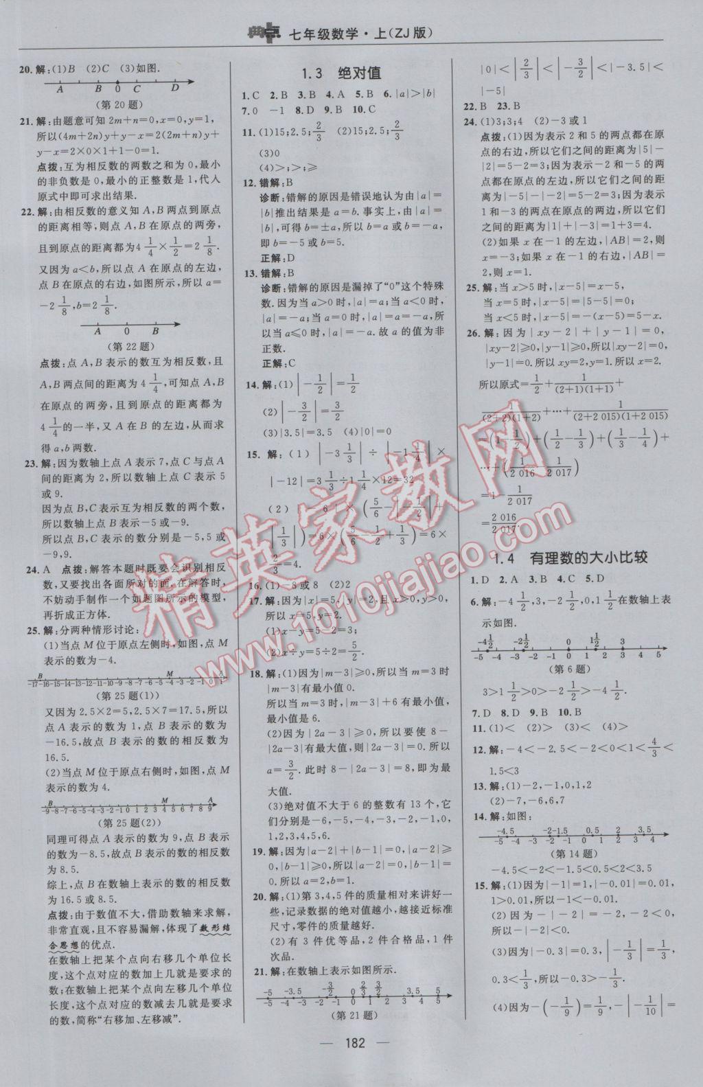 2016年綜合應(yīng)用創(chuàng)新題典中點七年級數(shù)學(xué)上冊浙教版 參考答案第6頁