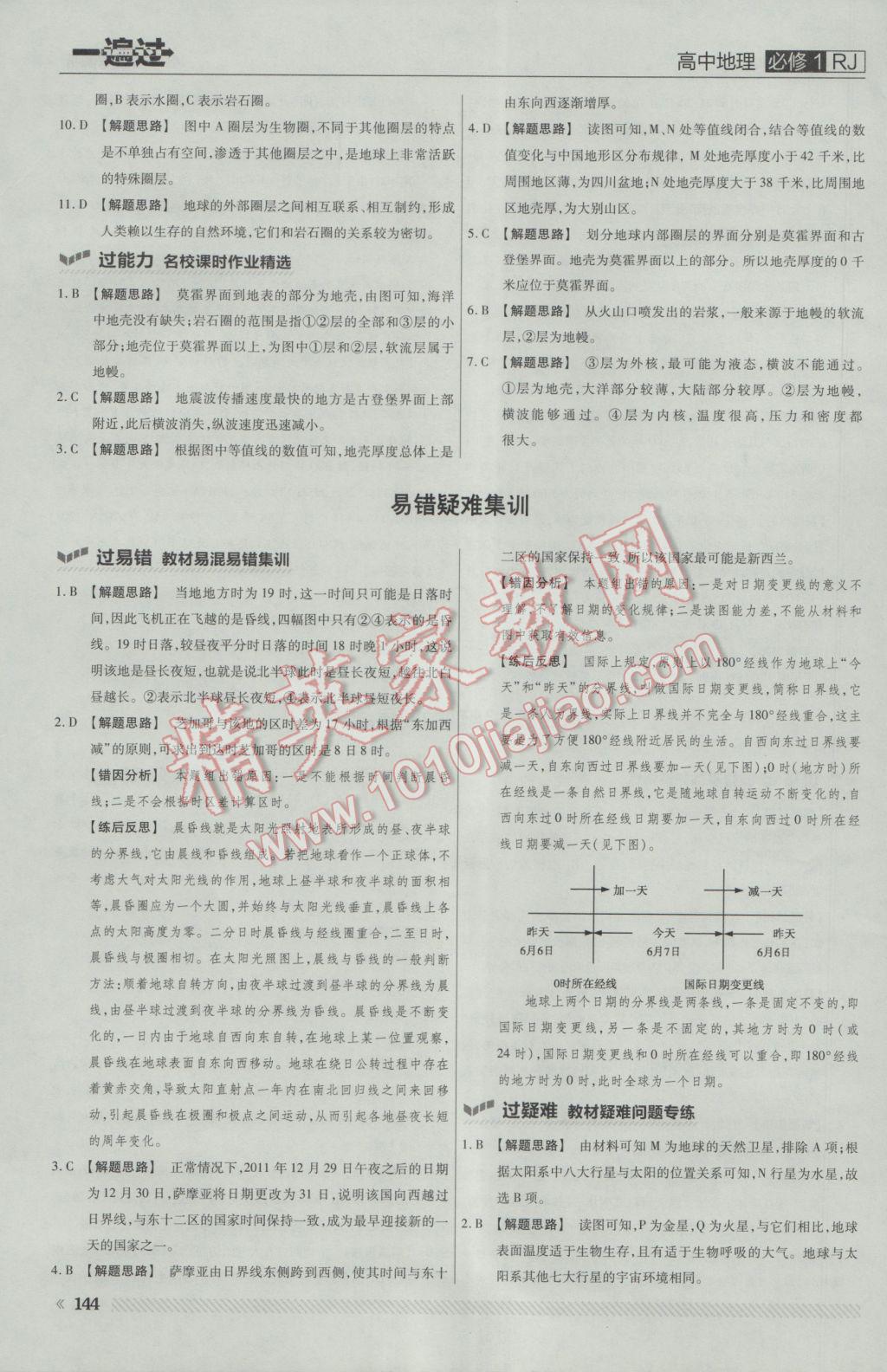 一遍過高中地理必修1人教版 參考答案第6頁