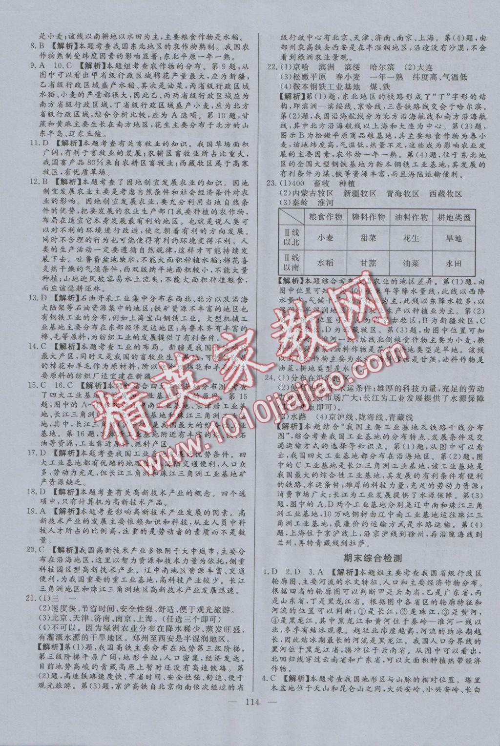 2016年學(xué)考A加同步課時(shí)練八年級(jí)地理上冊(cè)人教版 參考答案第21頁(yè)