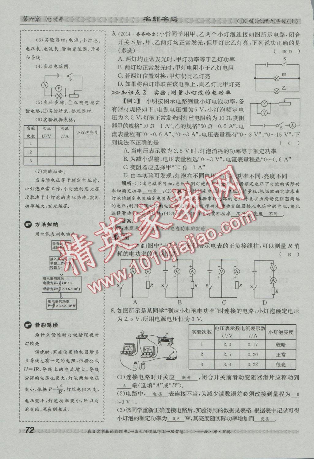 2016年優(yōu)學名師名題九年級物理上冊教科版 第六章 電功率第119頁