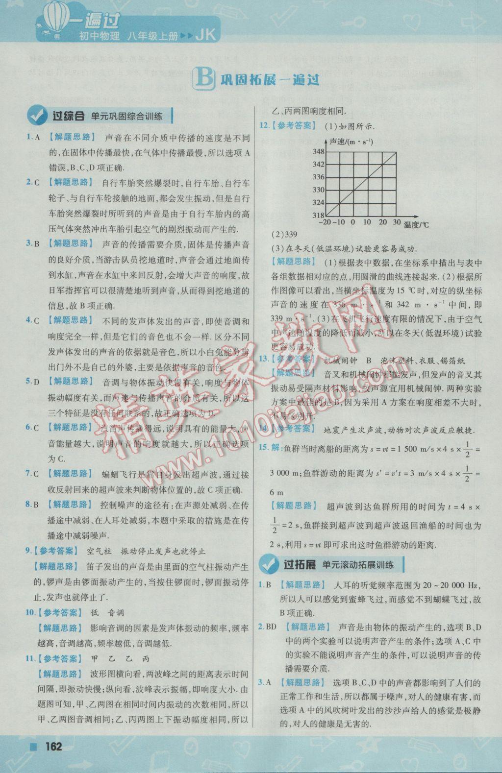 2016年一遍过初中物理八年级上册教科版 参考答案第22页