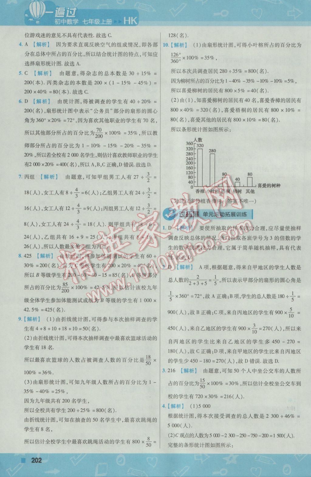 2016年一遍过初中数学七年级上册沪科版 参考答案第62页