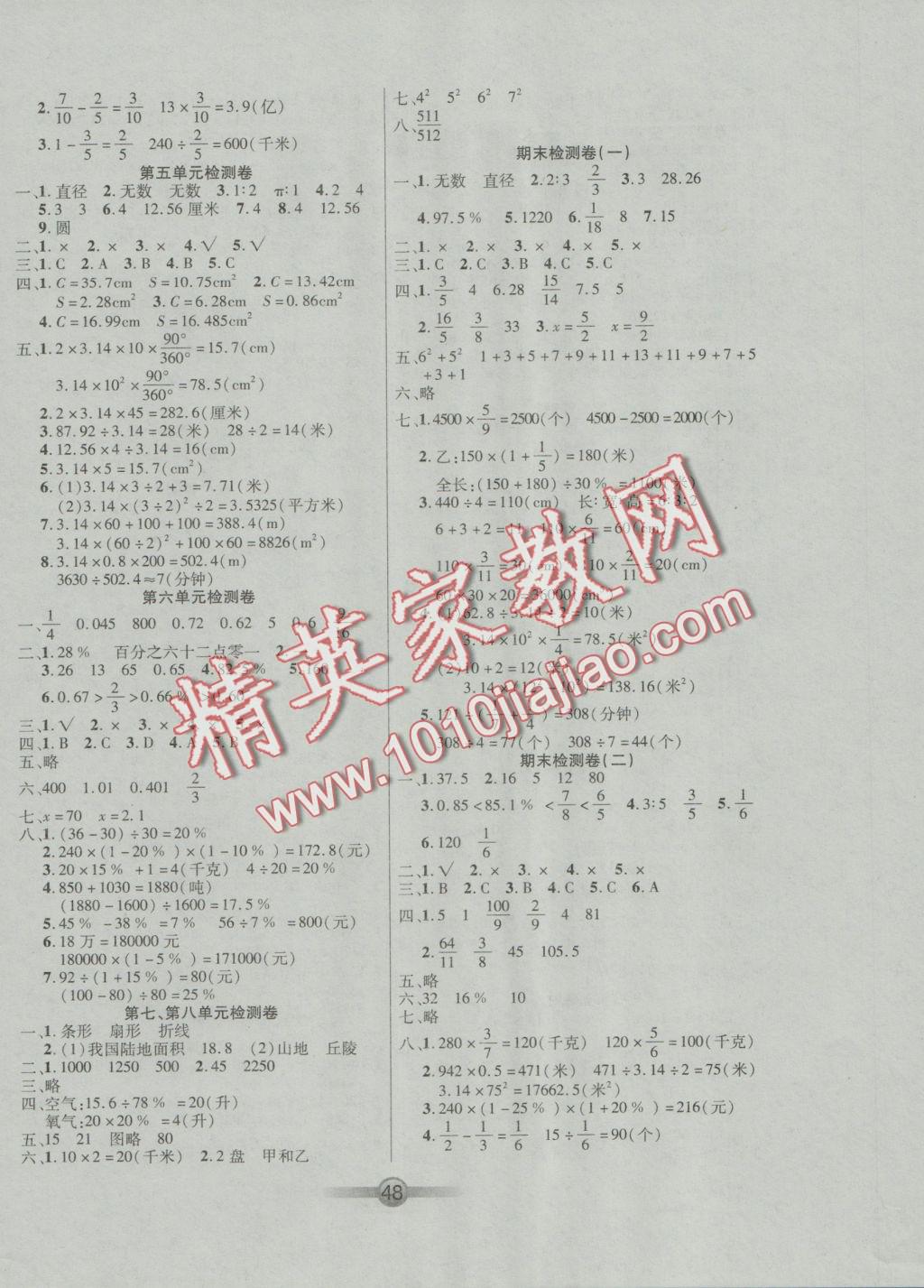 2016年小學(xué)生核心課堂六年級(jí)數(shù)學(xué)上冊(cè)人教版 參考答案第8頁(yè)