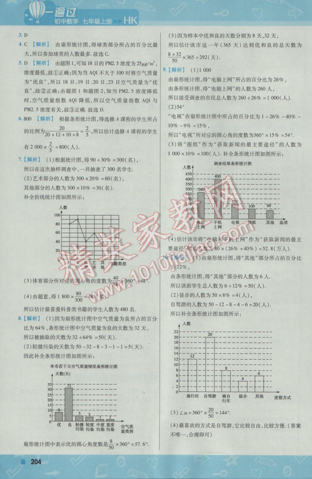 2016年一遍过初中数学七年级上册沪科版 参考答案第64页