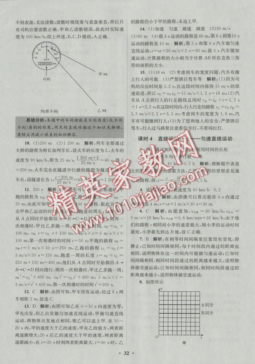 2016年初中物理小题狂做八年级上册苏科版提优版 课时训练答案第42页