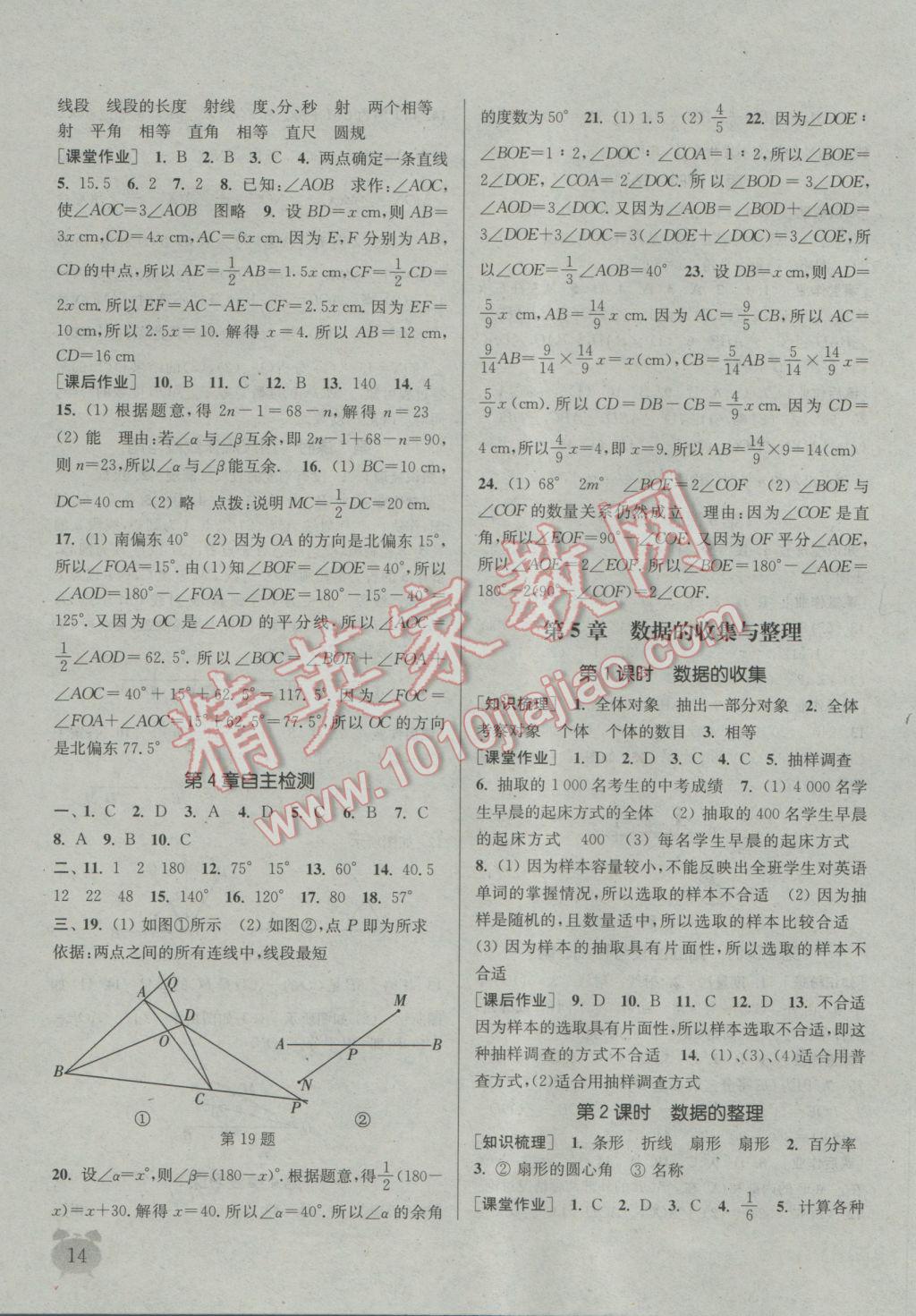 2016年通城学典课时作业本七年级数学上册沪科版 参考答案第13页