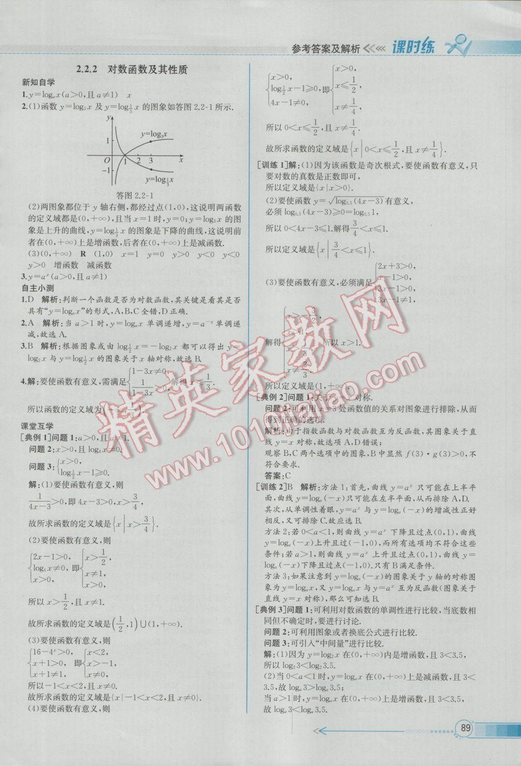 2016年同步導(dǎo)學(xué)案課時(shí)練數(shù)學(xué)必修1人教A版 參考答案第21頁(yè)