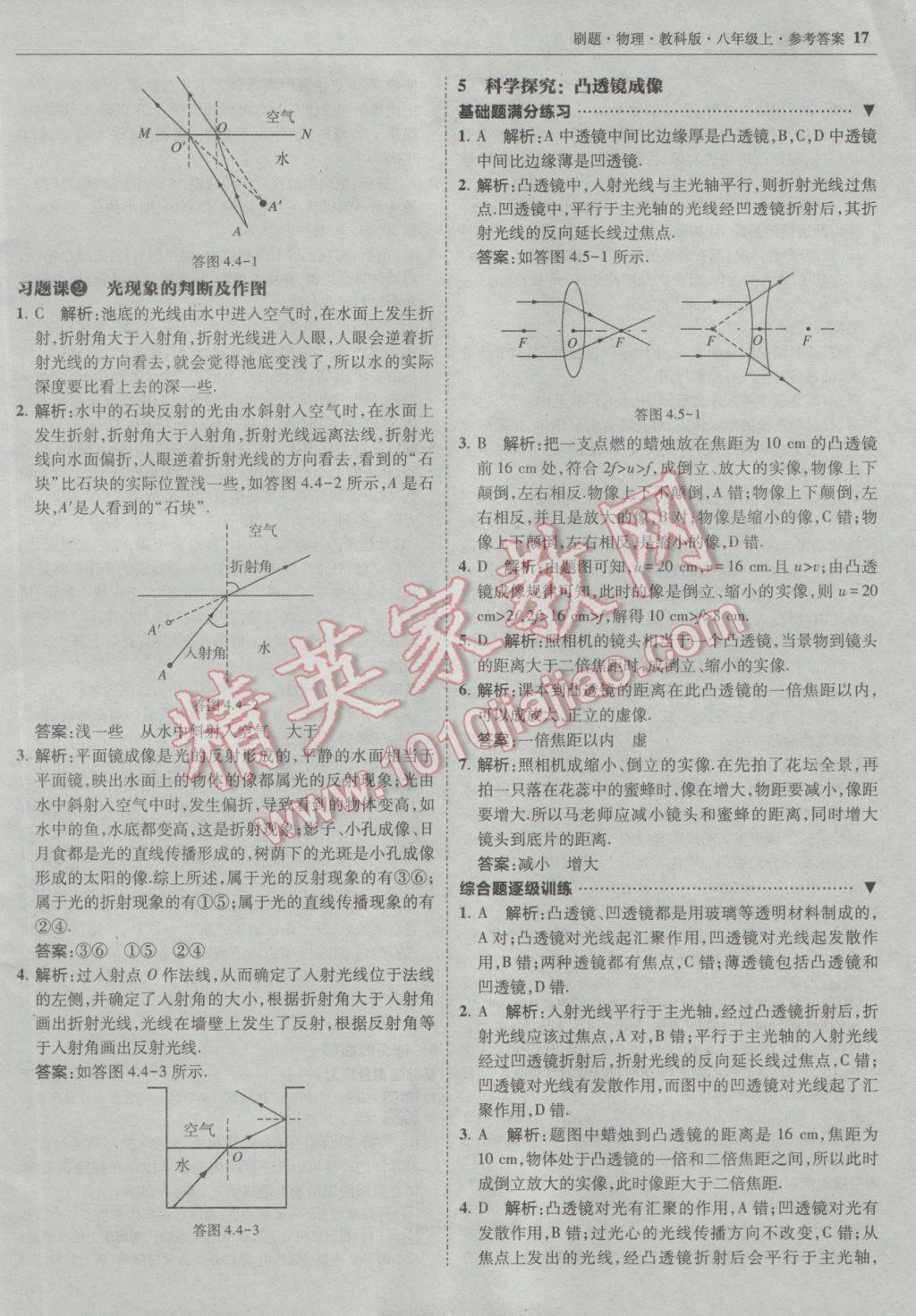 2016年北大綠卡刷題八年級物理上冊教科版 參考答案第16頁