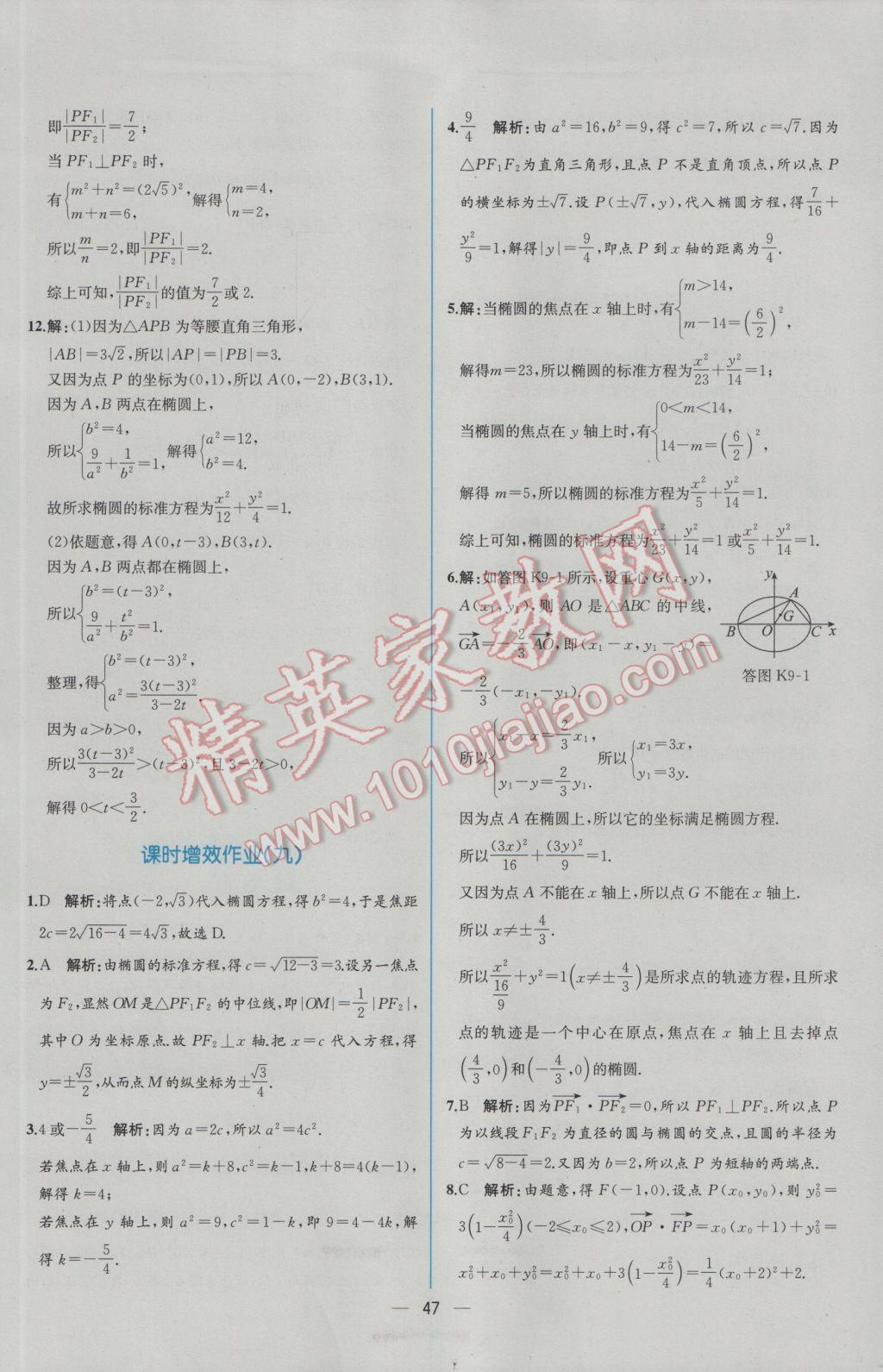 2016年同步導(dǎo)學(xué)案課時練數(shù)學(xué)選修2-1人教A版 學(xué)考評價作業(yè)答案第55頁