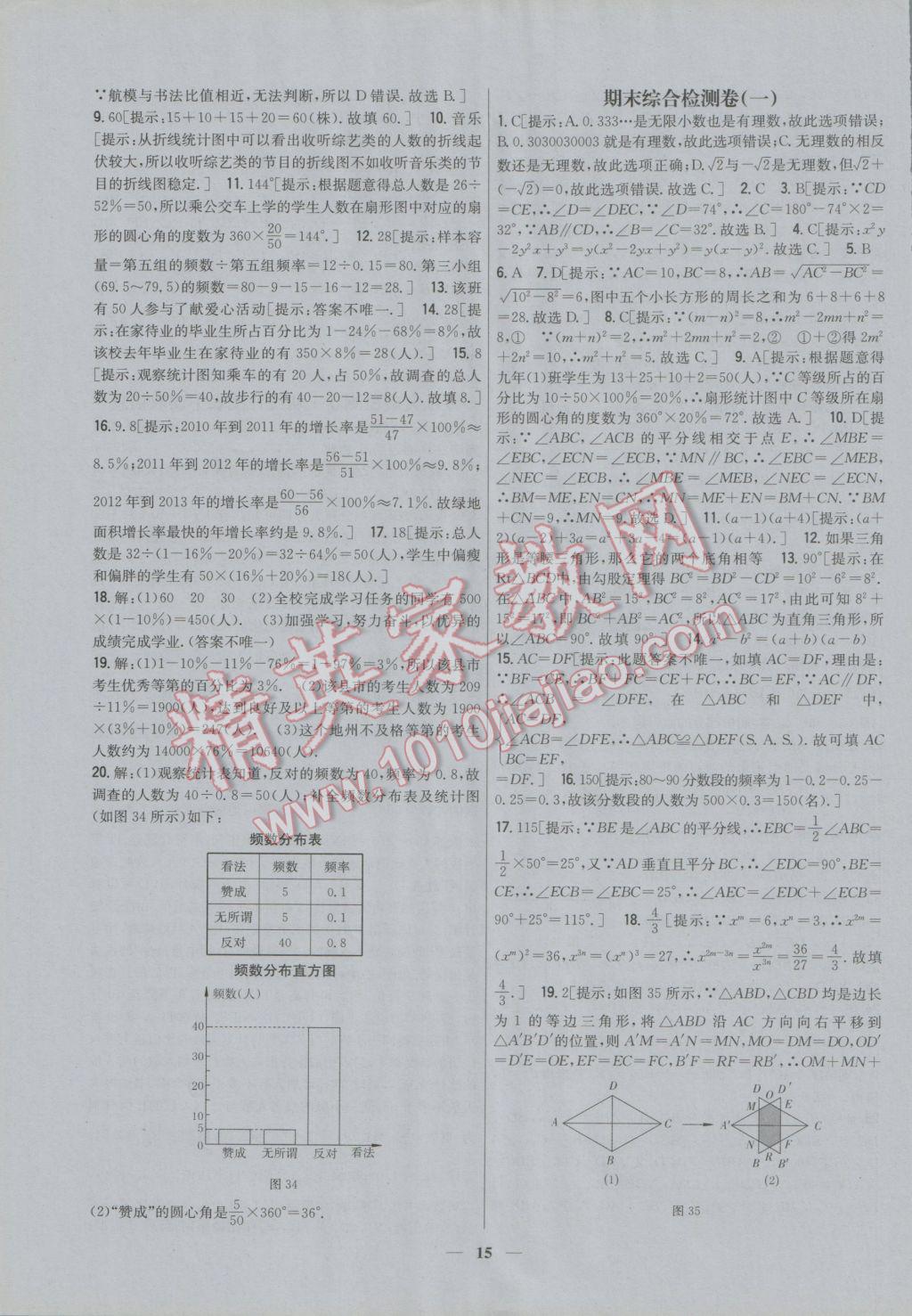 2016年新教材完全考卷八年級數(shù)學上冊華師大版 參考答案第15頁