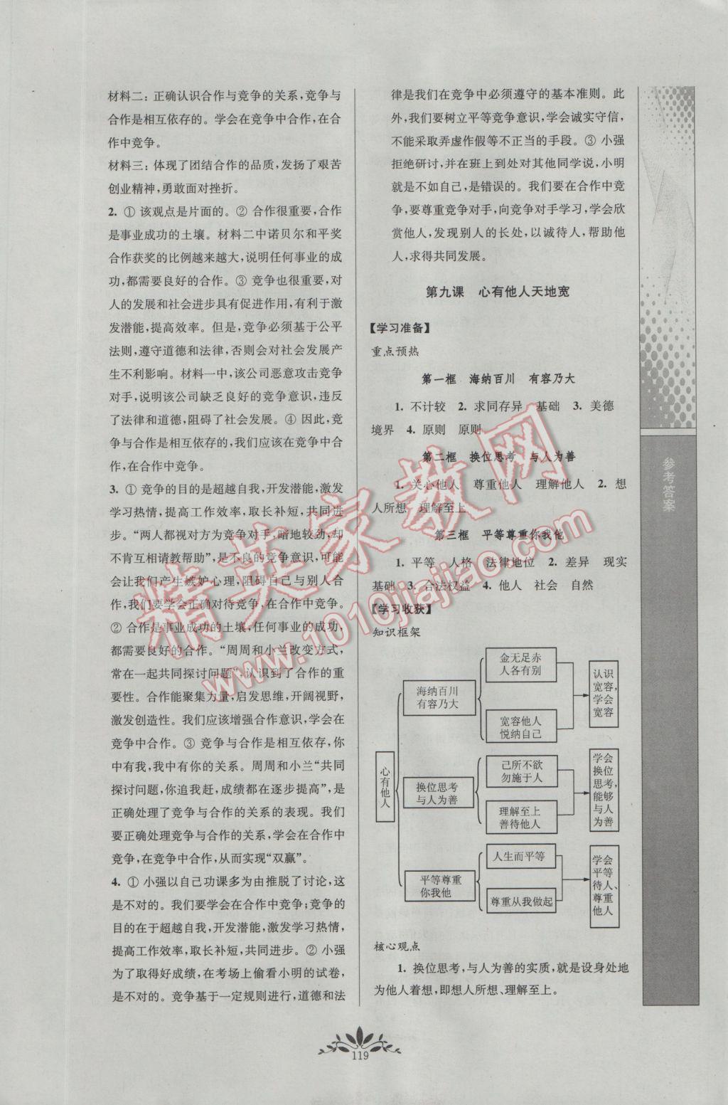 2016年新課程自主學(xué)習(xí)與測(cè)評(píng)初中思想品德八年級(jí)上冊(cè)人教版 參考答案第15頁(yè)