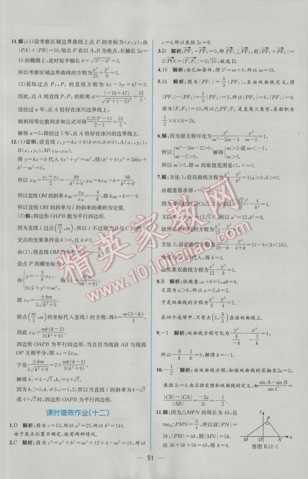 2016年同步導(dǎo)學(xué)案課時練數(shù)學(xué)選修2-1人教A版 學(xué)考評價作業(yè)答案第60頁