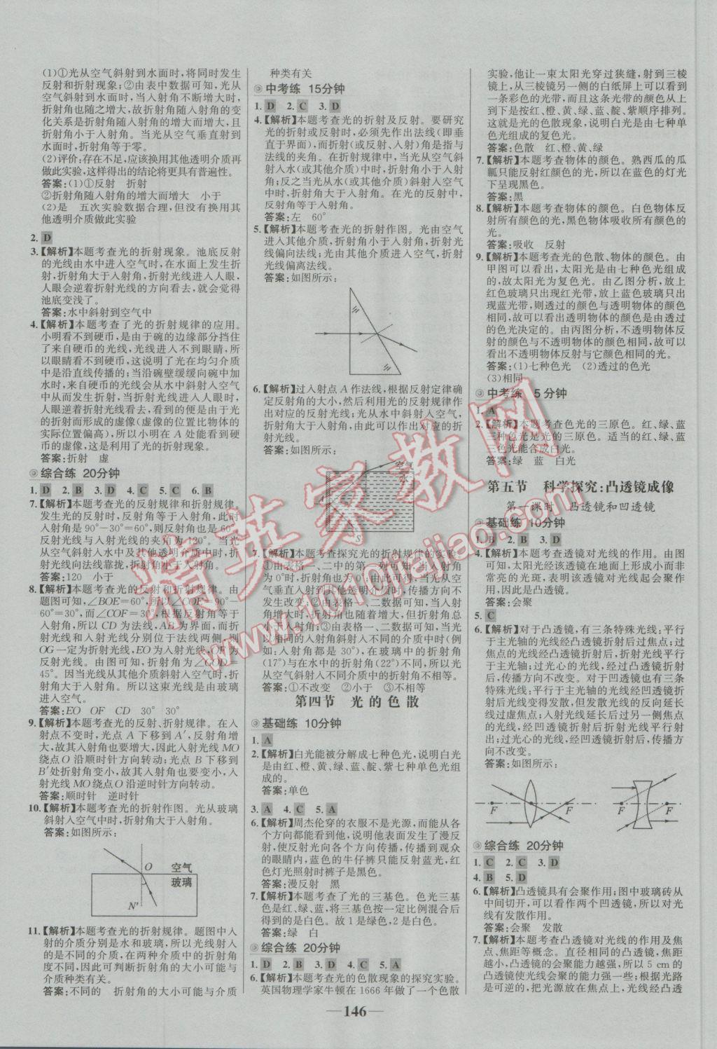 2016年世紀(jì)金榜百練百勝八年級物理上冊滬科版 參考答案第8頁