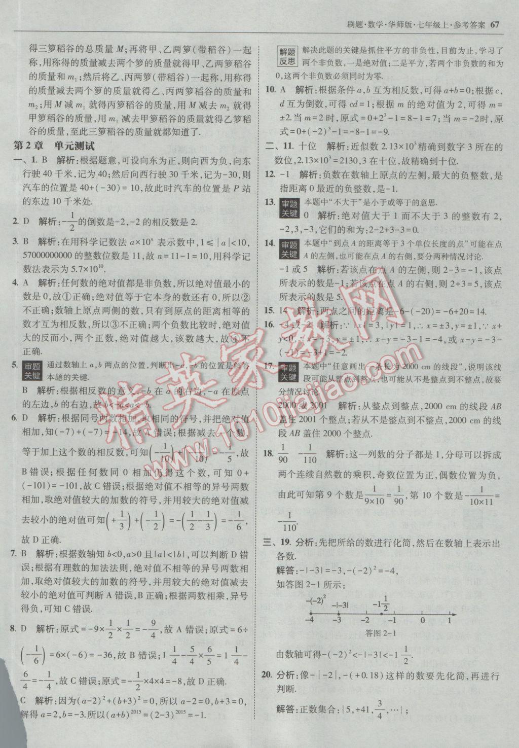 2016年北大綠卡刷題七年級(jí)數(shù)學(xué)上冊(cè)華師大版 參考答案第38頁(yè)