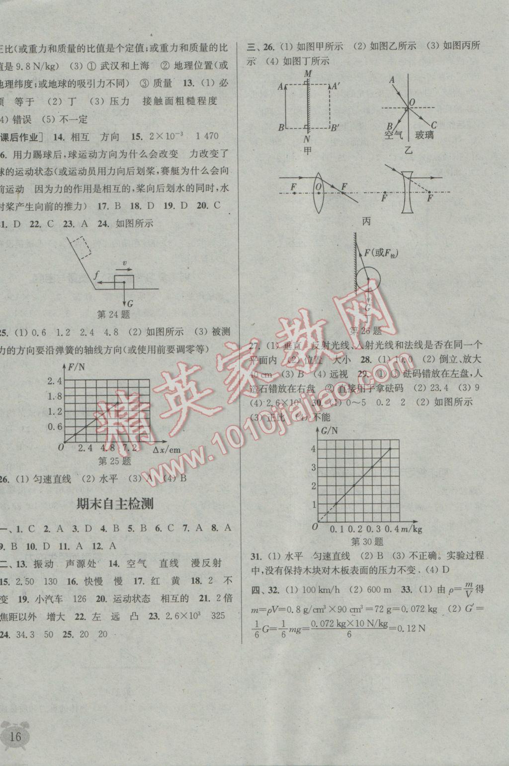 2016年通城學(xué)典課時作業(yè)本八年級物理上冊滬科版 參考答案第15頁