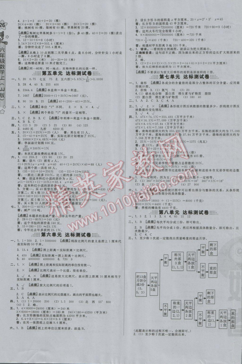 2016年好卷六年级数学上册冀教版 大卷答案第4页