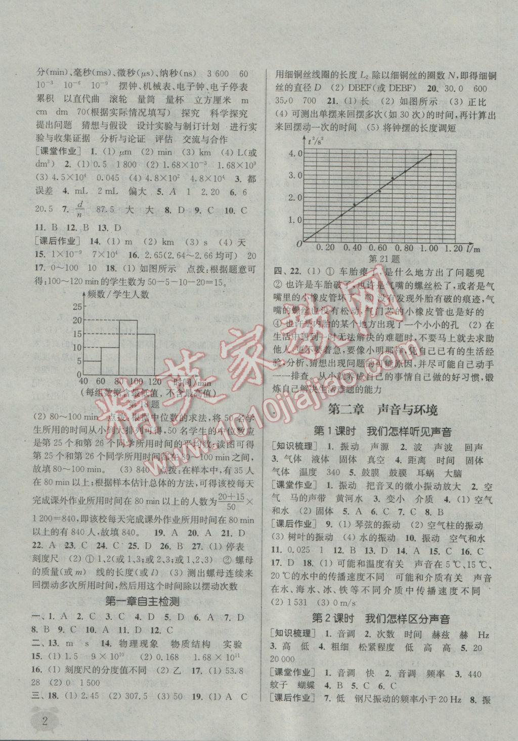 2016年通城学典课时作业本八年级物理上册沪粤版 参考答案第2页